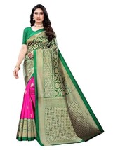 Women&#39;s Printed Poly Silk Saree with Blouse Piece Sari e - £1.56 GBP