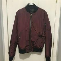 IRO Burgundy Unisex Polyester Puffer Bomber Jacket SZ Large - £46.60 GBP