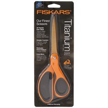 Fiskars 01-004244J Premier Softgrip Titanium Straight Adult Scissors, 8 Inch, Or - £23.71 GBP