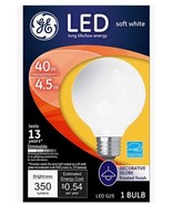 GE LED G25 Soft White Decorative Globe, Frosted Finish 40 Watt Bulb, 350... - $6.95