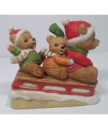 Vintage Homco Christmas Bear Family Sled Ceramic Figurine #5306 Xmas Dec... - £7.85 GBP