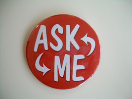 Red Ask Me Button Pinback Buttons New 3&quot; Round 10 Piece Lot - £7.81 GBP