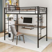 Twin Loft Bed with Desk &amp; Shelf - Space Saver - £247.02 GBP