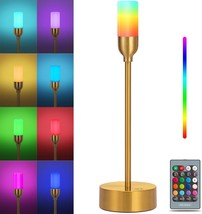 Cordless Table Lamp Modern Bedside Dimmable Portable LED RGB Gold With Remote - £17.01 GBP