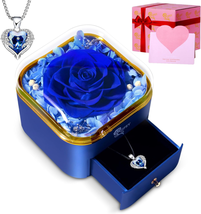 Mother&#39;s Day Gifts for Mom Her Wife, Preserved Red Real Rose with Necklace Etern - £41.46 GBP
