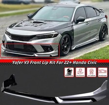 4Pc Yofer V3 Lunar Silver Front Bumper Lip Splitter Kit For 2022-23 Honda Civic - £133.80 GBP