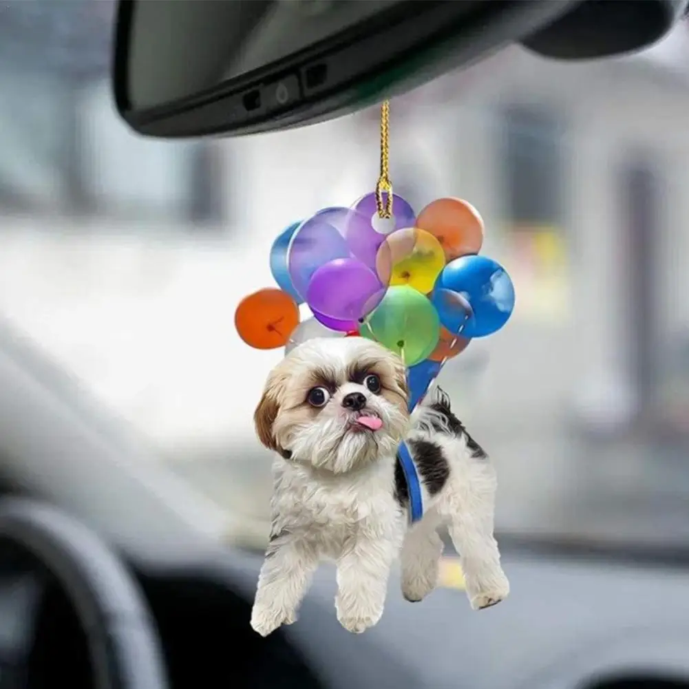 Acrylic Car Hanging Ornament Cute Dog Keychain Hanging Pendant With Colorful - £6.64 GBP+