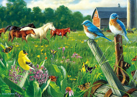 FRAMED CANVAS Art print giclee country meadow garden horses spring birds nature - £31.31 GBP+