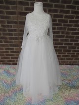 Elegant Ruffles Three Quarter Tulle Flower Girl First Communion Dress Iv... - $180.90