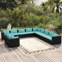  Garden Lounge Set Black PE rattan Large Water-resistant materials - $2,167.11 CAD