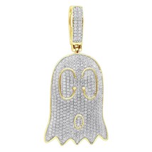 14K Yellow Gold Finish 1.80 Round-Cut Simulated Diamond GHOST Pendant - £163.37 GBP