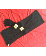Isotoner Women&#39;s Black Cable Knit Scarf and Gloves Set Soft Brushed Poly... - $28.99