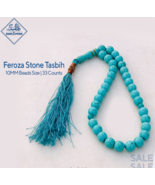 Natural Feroza Stone Turquoise Stone Islamic Prayer 33 Prayer Beads Tasbih - $2,435.70 MXN