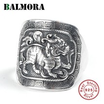 Ora 990 pure silver kylin good wish animal punk open stacking rings for men couple gift thumb200