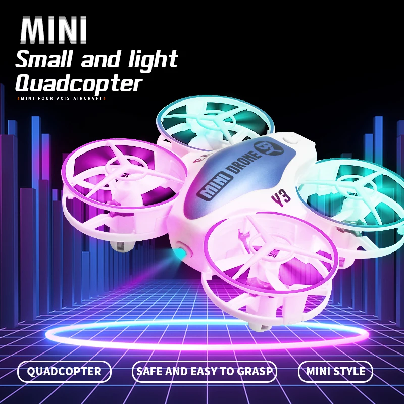 Y3 Mini Ufo Toys Quadcopter with Lights Rc Drone Plane Remote Control Helicopt - £41.60 GBP
