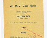M V Ville Marie Brochure St Lawrence River Cruises Montreal Quebec Canad... - $17.82