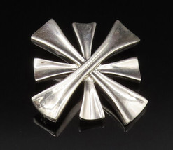 RLM 925 Silver - Vintage Polished Concave Double Cross Brooch Pin - BP9787 - £67.62 GBP