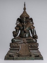 Ganesha Statue - Antique Khmer Style Bronze Seated Ganesh Statue - 57cm/23&quot; - £1,470.84 GBP