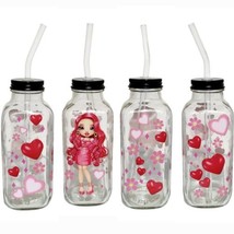 Hearts Fashion Clear Glass Tumbler Cup 16 oz UV DTF Red Design Glass Straw - £14.34 GBP