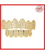 Iced Out Diamond Grillz for Men &amp; Women - Silver Gold Hip Hop Jewelry Set - $568.83 MXN