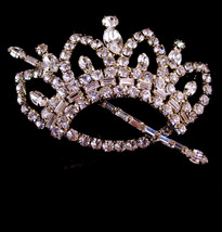 Queen Brooch - HUGE 3&quot; Rhinestone crown - BIG baguette scepter - Large V... - $165.00