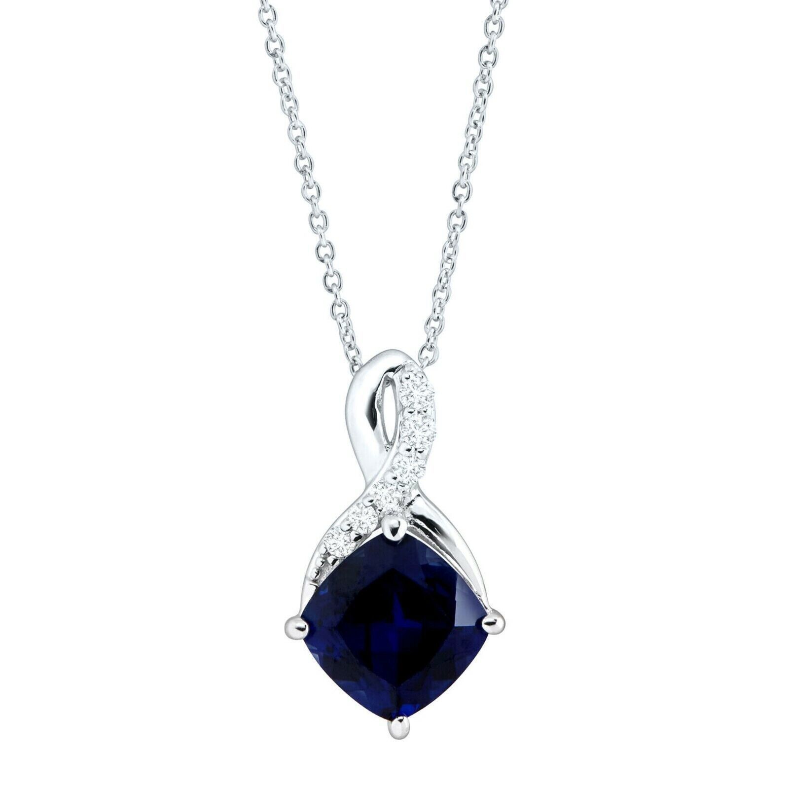 2 5/8 ct Created Sapphire &amp; White sapphire Pendant in 925 Sterling Silve... - $36.01