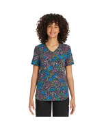Scrubstar Women&#39;s Blooming Petals V-Neck Scrub Top Size S Color Pewter - $27.58 CAD