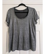 Eileen Fisher Silver Metallic Linen T Shirt Tee M EUC Top - $34.64