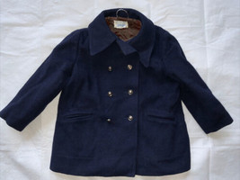 Vtg England Toddler Double Breasted Blue Wool Lined Jacket Coat 4T 4/5? - $29.69