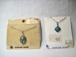  Vintage Bell Trading Post Sterling Silver Turquoise Necklaces - Lot of 2 - K822 - £43.51 GBP