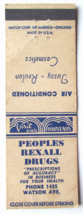 Peoples Rexall Drugs - (Warner Robins, Georgia) 20 Strike Matchbook Cover GA - £1.57 GBP