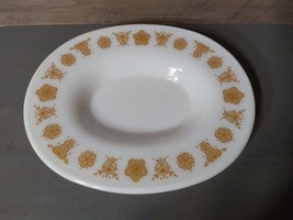 Pyrex 1970s Butterfly Gold Gravy Boat Plate 77-U Replacement Plate - £9.38 GBP