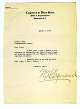 Congressman W H Sproul of Kansas Signed Letter on Immigration Laws 1928  - $74.17