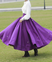 Purple Satin Maxi Skirt Vintage Wide Waistband Full Satin Skirt Outfit Ball Gown