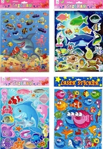 Promotion SET 4 Sheet Shark Fish Kindergarten Sticker Size 25x20 cm/10x8in - £6.75 GBP