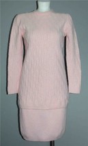 VTG 2-Pc Point of View Pale Pink Angora Blend Pearl Sweater Top Skirt Wm... - $74.99