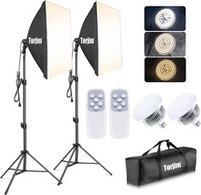 Torjim Softbox Photography Lighting Kit, Continuous, 7500K E26 Led Bulb. - $103.95