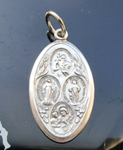Vintage 925 Sterling Silver Catholic Bilateral Pendant - £28.52 GBP