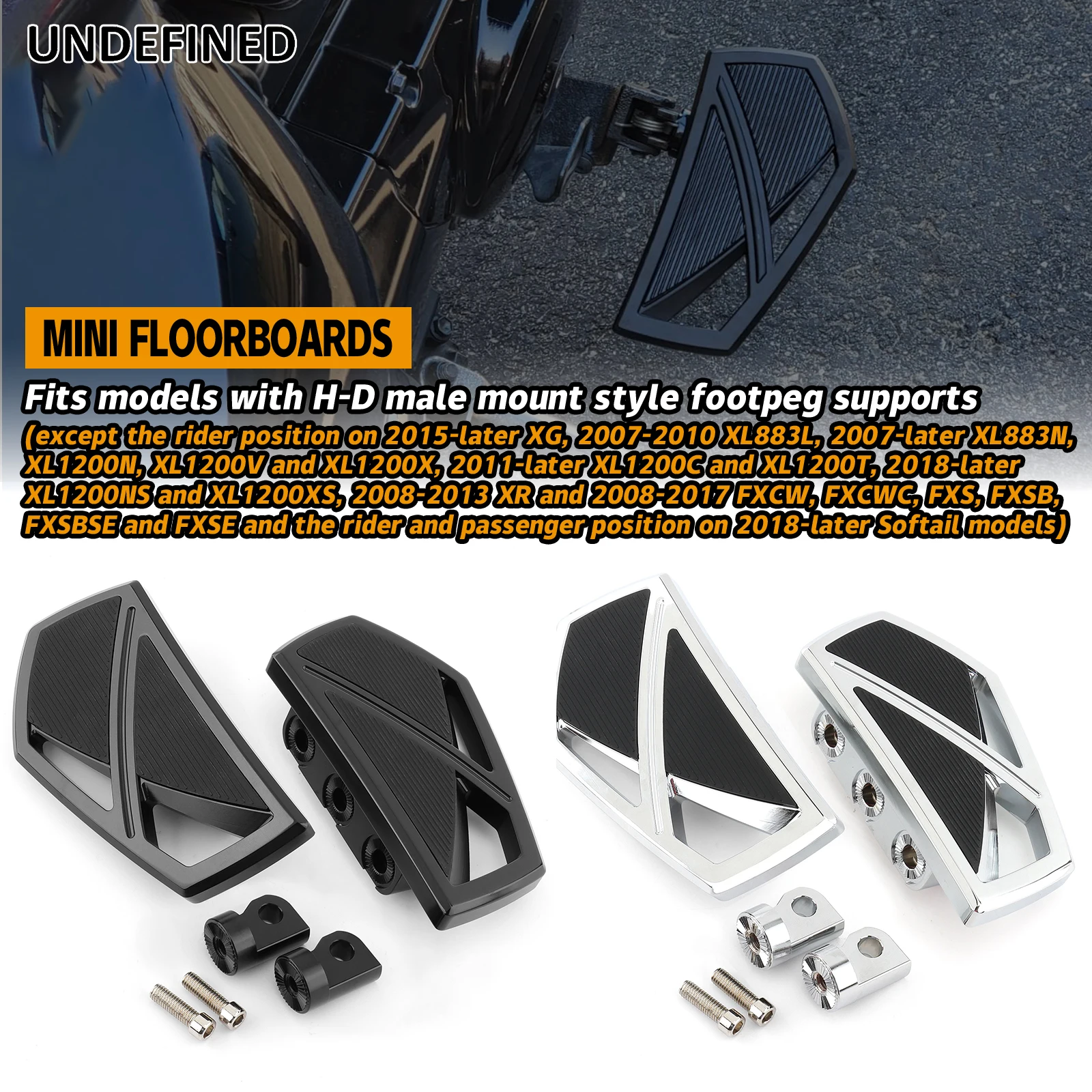 Wide Floorboards Phantom Mini Boards Foot Pegs for Harley Sportster 883 ... - $127.97