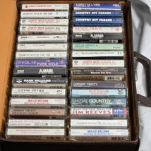 30 Country Cassettes in Storage Briefcase Randy Travis Loretta Lynn Conwy Twitty - $27.07