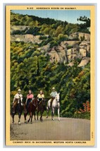 A Cavallo Riders Presso Camino Rock North Carolina Nc Unp Lino Cartolina P23 - £4.06 GBP