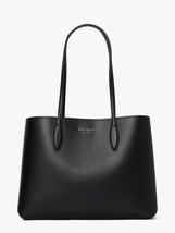 Kate Spade all day large Leather tote w/ Polka Dot Pouch ~NWT~ Black - £171.19 GBP