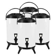 SOGA 4X 10L Stainless Steel Insulated Milk Tea Barrel Hot and Cold Beverage Disp - £201.17 GBP