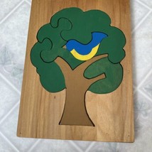 VINTAGE MID CENTURY BIRD in TREE WOODEN PUZZLE Waldorf Montessori 6 Piece - £22.69 GBP