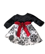 Dollie &amp; Me Doll Dress Black White Flowers Red Bow Red Rose Fits 18&quot; Doll - $29.83 CAD
