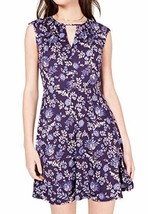 Be Bop Womens Juniors Floral Print Keyhole Neck Skater Dress Purple XS - £15.34 GBP