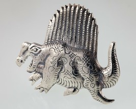 Sterling Silver Dinosaur Dimetrodon Brooch Adorable - $118.04