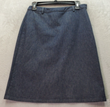 Ann Taylor A Line Skirt Womens Size 2 Blue Pinstripe Cotton Medium Wash Side Zip - £16.00 GBP
