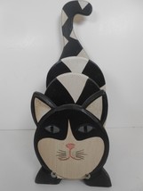 Wooden Cat Letter Holder Organizer Napkins Mail Kitty  Napkins Black and... - $11.30