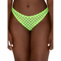 No Boundaries Women&#39;s Lace Thong Panties Size 2XL Neon Yellow Flowers Dip Front - £8.26 GBP